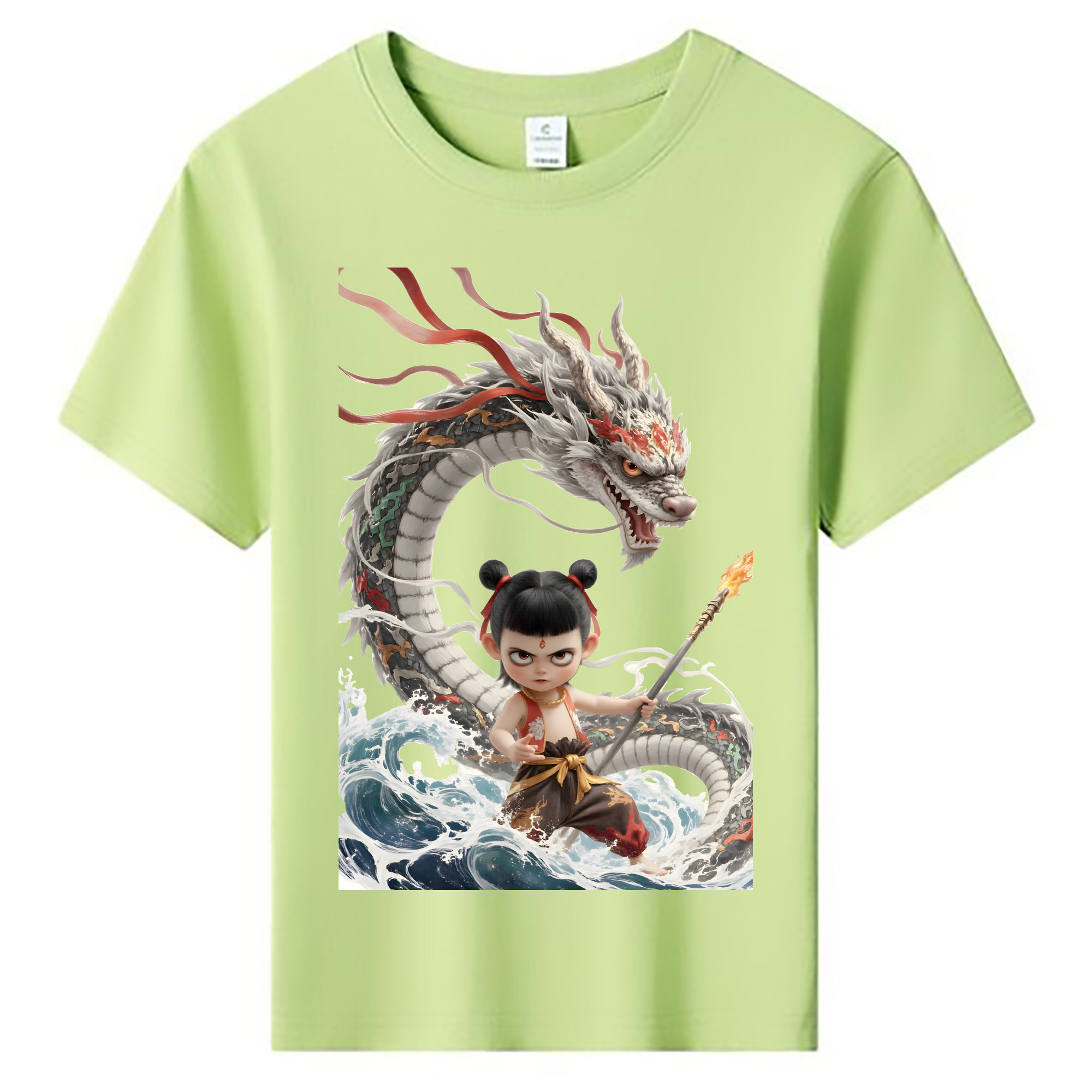 （画像用） Ne Zha 2 ナタ 魔童の大暴れ 綿100％キッズTシャツ（フロントプリント）